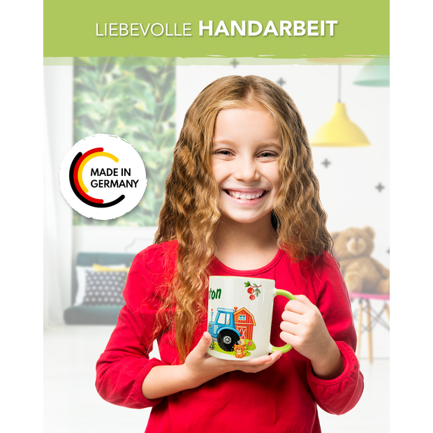Unikatolo Tasse mit Name personalisiert Kinder Motiv Traktor