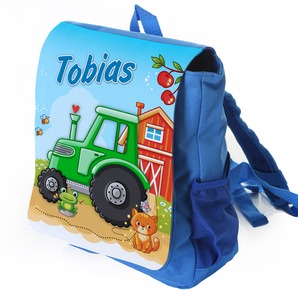 Unikatolo Kindergartenrucksack Traktor mit Name | grün