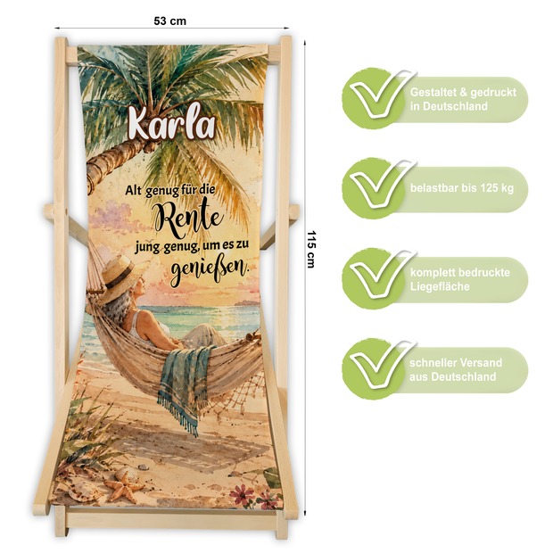 Unikatolo Liegestuhl zum Ruhestand mit Name personalisiert | Rente 1