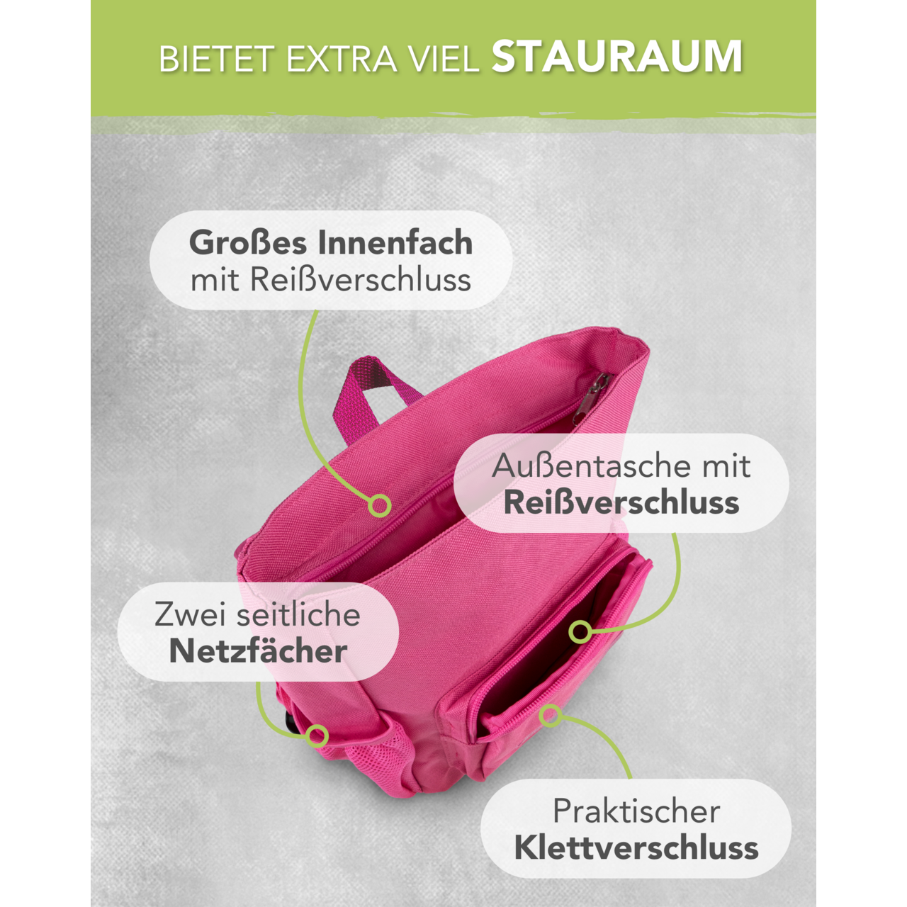 Unikatolo Kindergartenrucksack Einhorn mit Name | pink