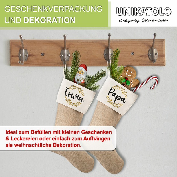 Unikatolo Nikolausstrumpf Jute personalisiert mit Name