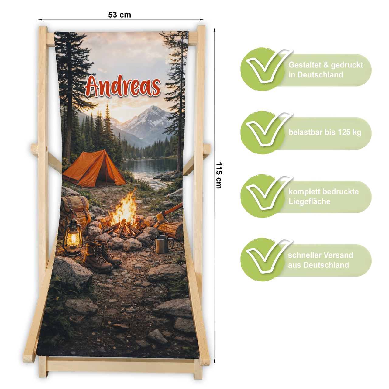 Unikatolo Campingstuhl mit Name personalisiert | CAMPING 1
