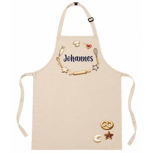 Unikatolo Kinderschürze BACKEN mit Name personalisiert | BEIGE