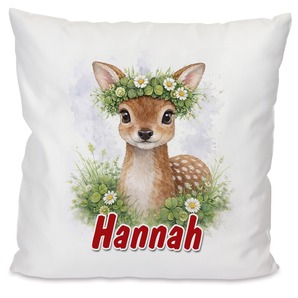 Personalisiertes Kissen mit Reh und Name bedruckt
