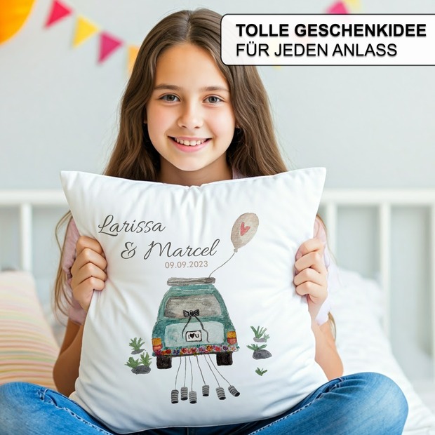 Unikatolo Kissen Motiv Hochzeit mit Namen personalisiert