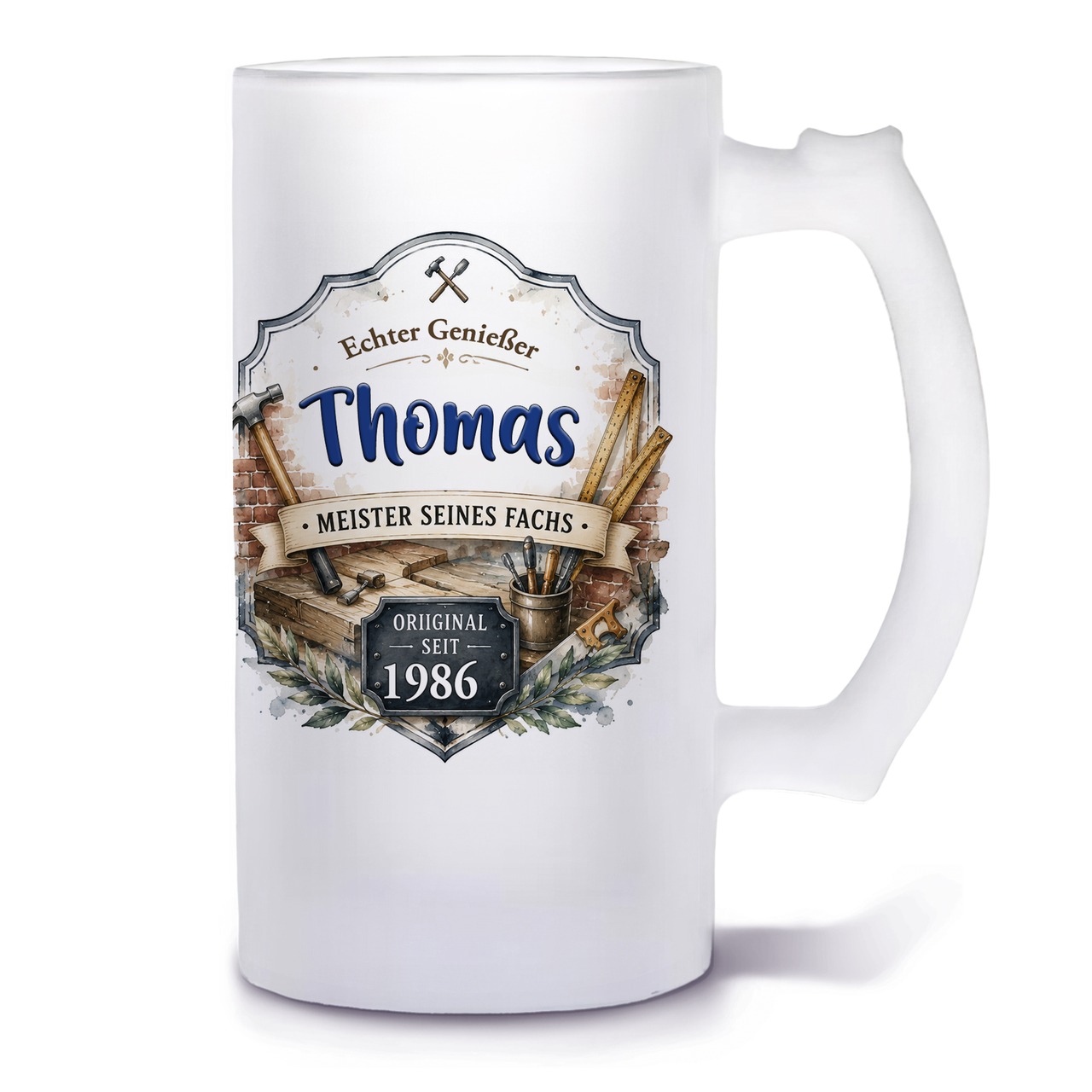 Unikatolo Bierkrug mit Name personalisiert - Handwerker