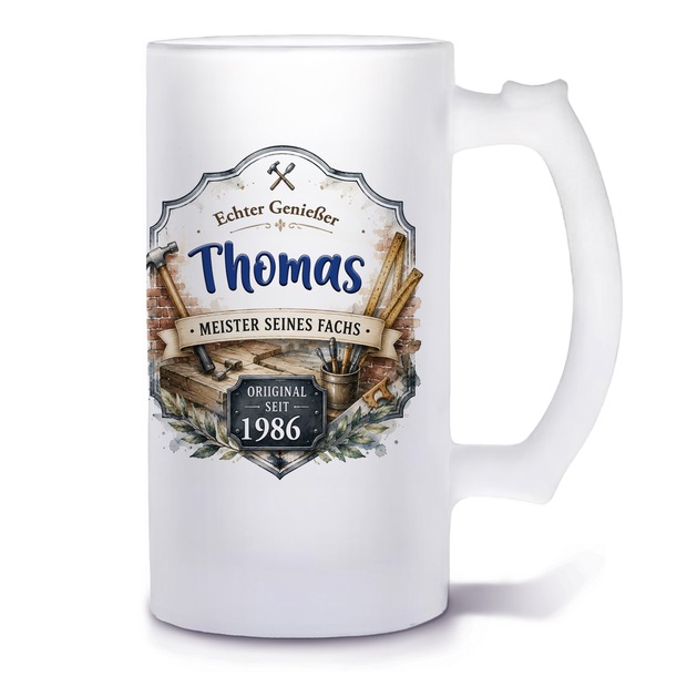 Unikatolo Bierkrug mit Name personalisiert - Handwerker