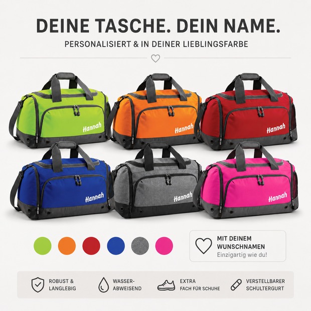 Unikatolo Sporttasche mit Name personalisiert Kinder & Erwachsene | BLAU