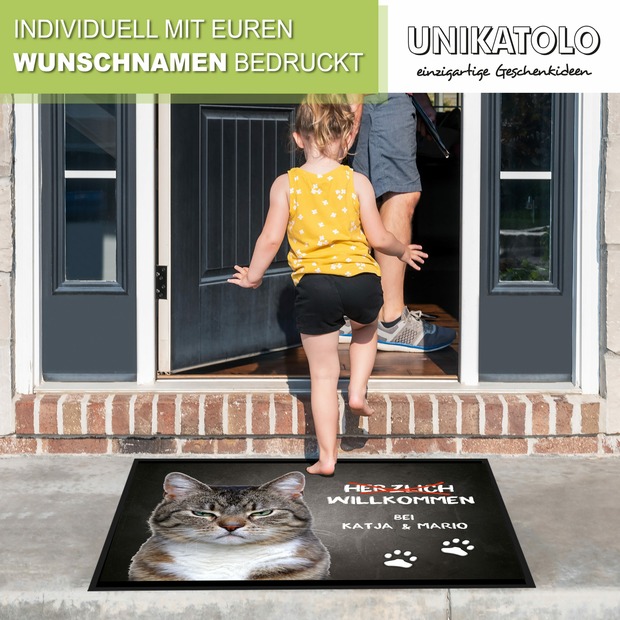 Unikatolo Fußmatte Motiv Miezepeter mit Name personalisiert