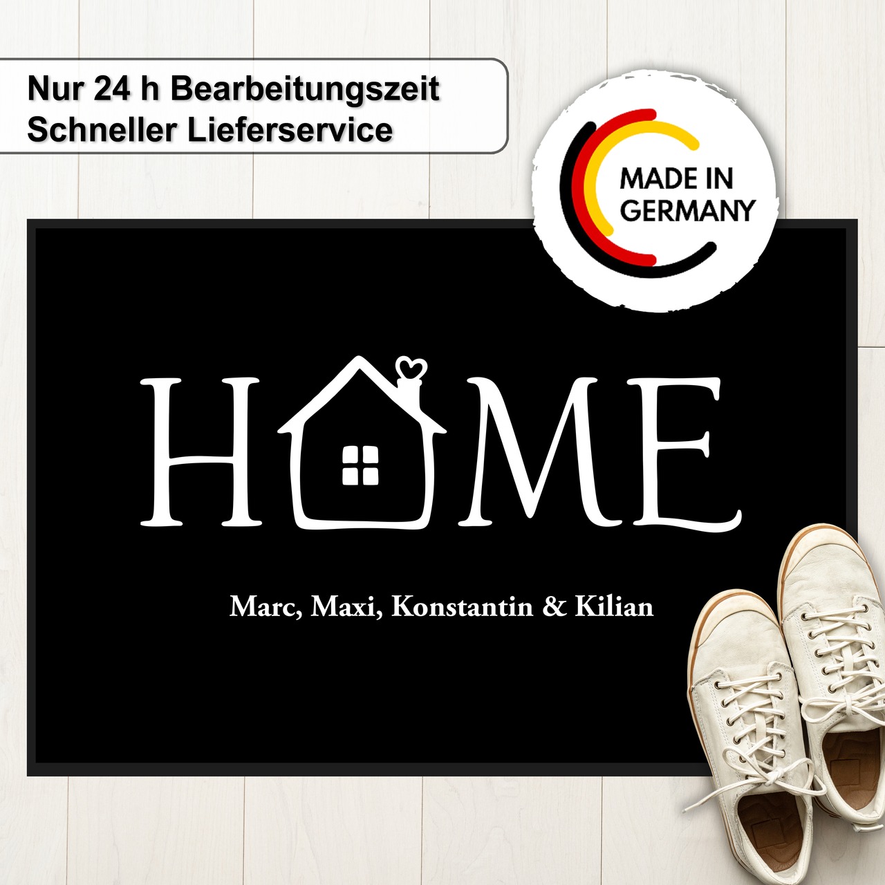 Unikatolo Fußmatte Motiv HOME mit Name personalisiert