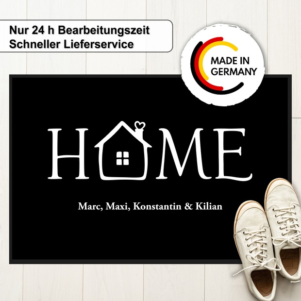 Unikatolo Fußmatte Motiv HOME mit Name personalisiert