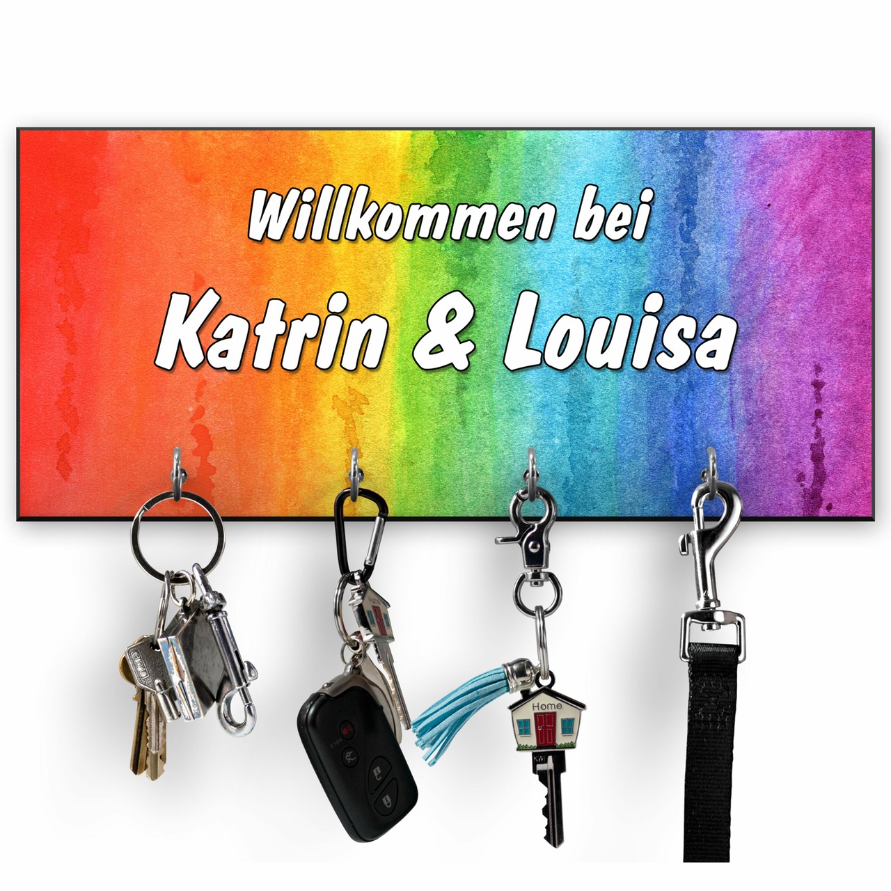 Unikatolo Schlüsselbrett Regenbogen mit Name personalisiert
