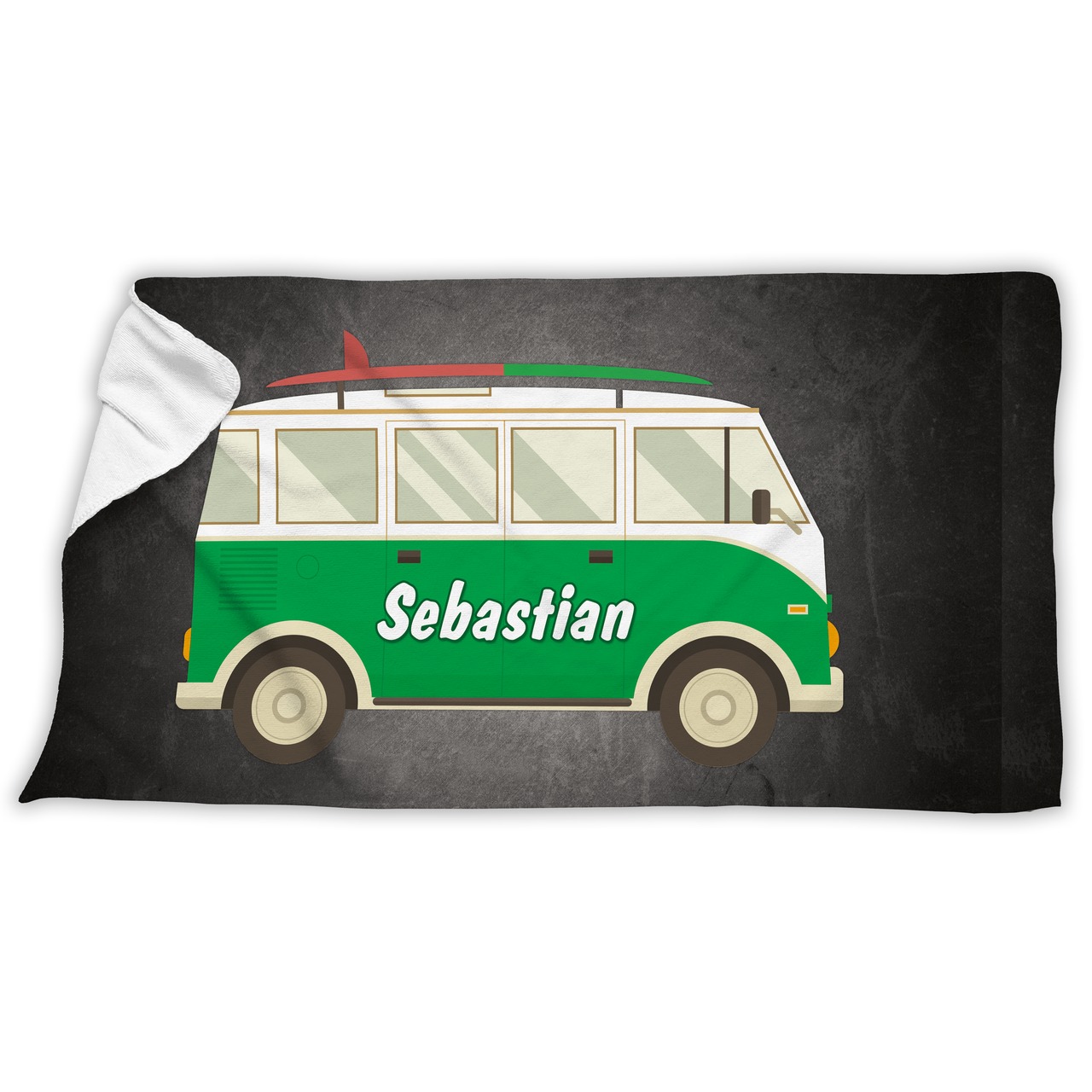 Unikatolo Badetuch Motiv Camper Van mit Name personalisiert