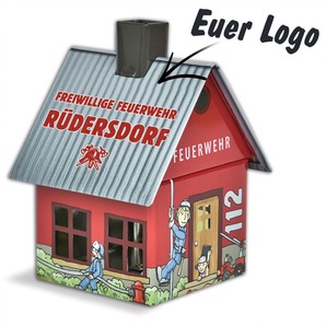 Räucherhäuschen Feuerwehr mit Logo personalisiert