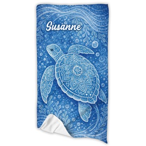 Unikatolo Handtuch Badetuch mit Name personalisiert Schildkröte Mandala