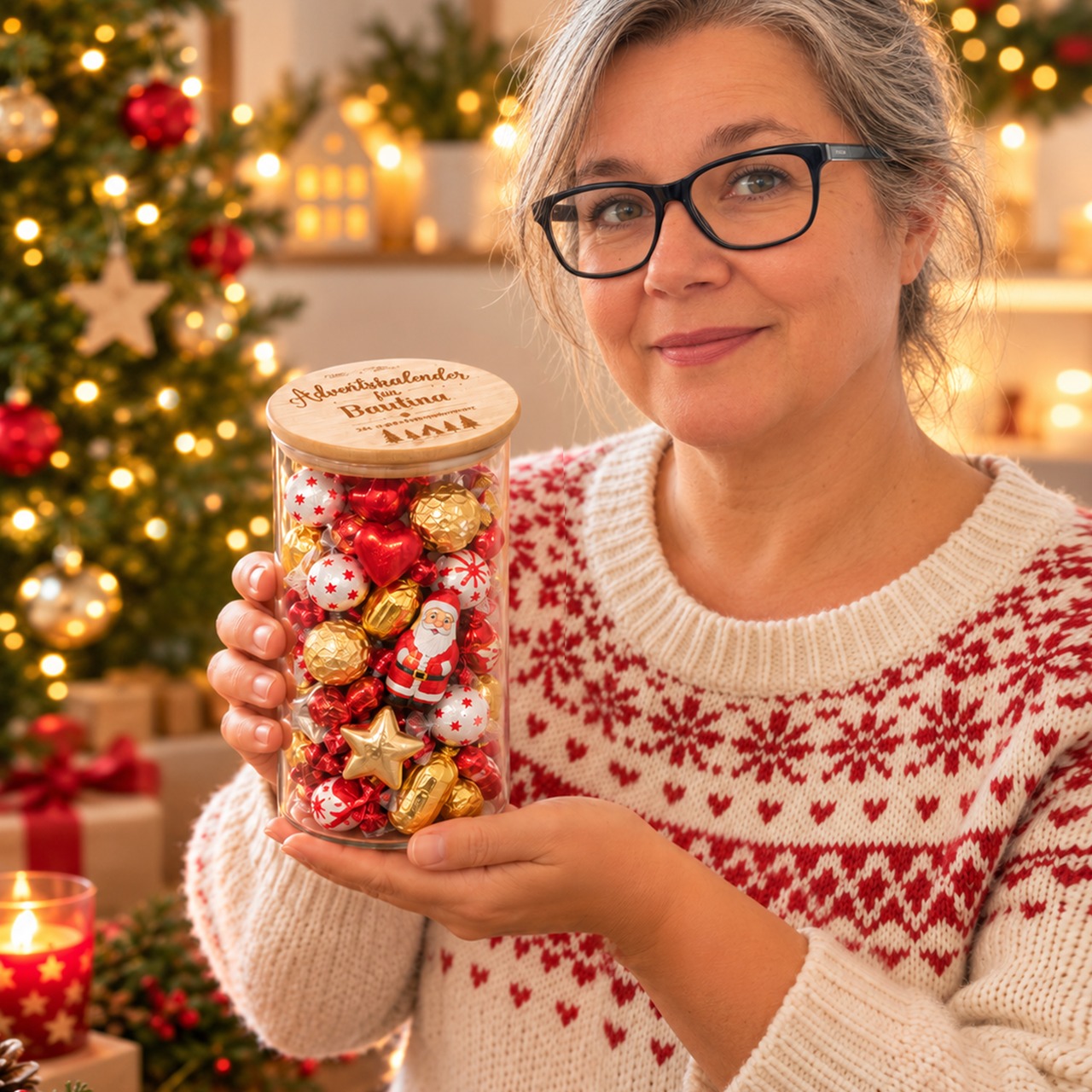 Adventskalender zum befüllen mit Name personalisiert Vorratsglas