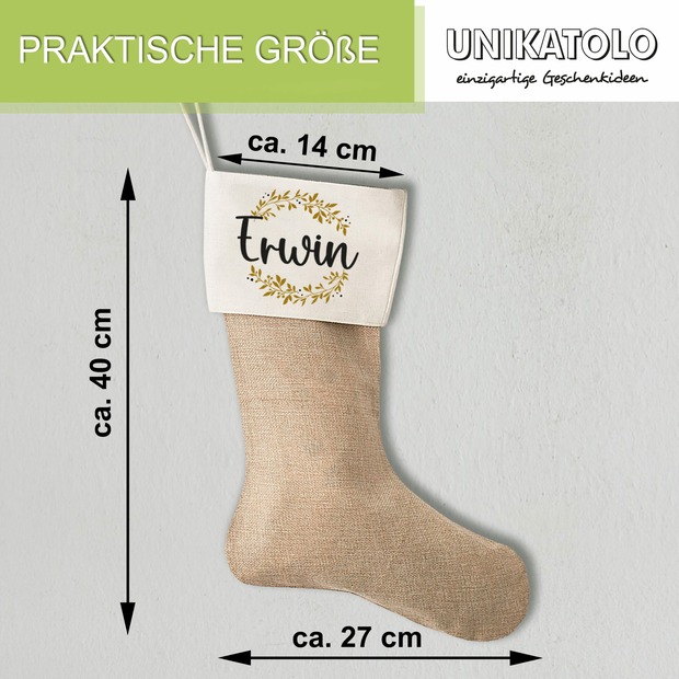 Unikatolo Nikolausstrumpf Jute personalisiert mit Name