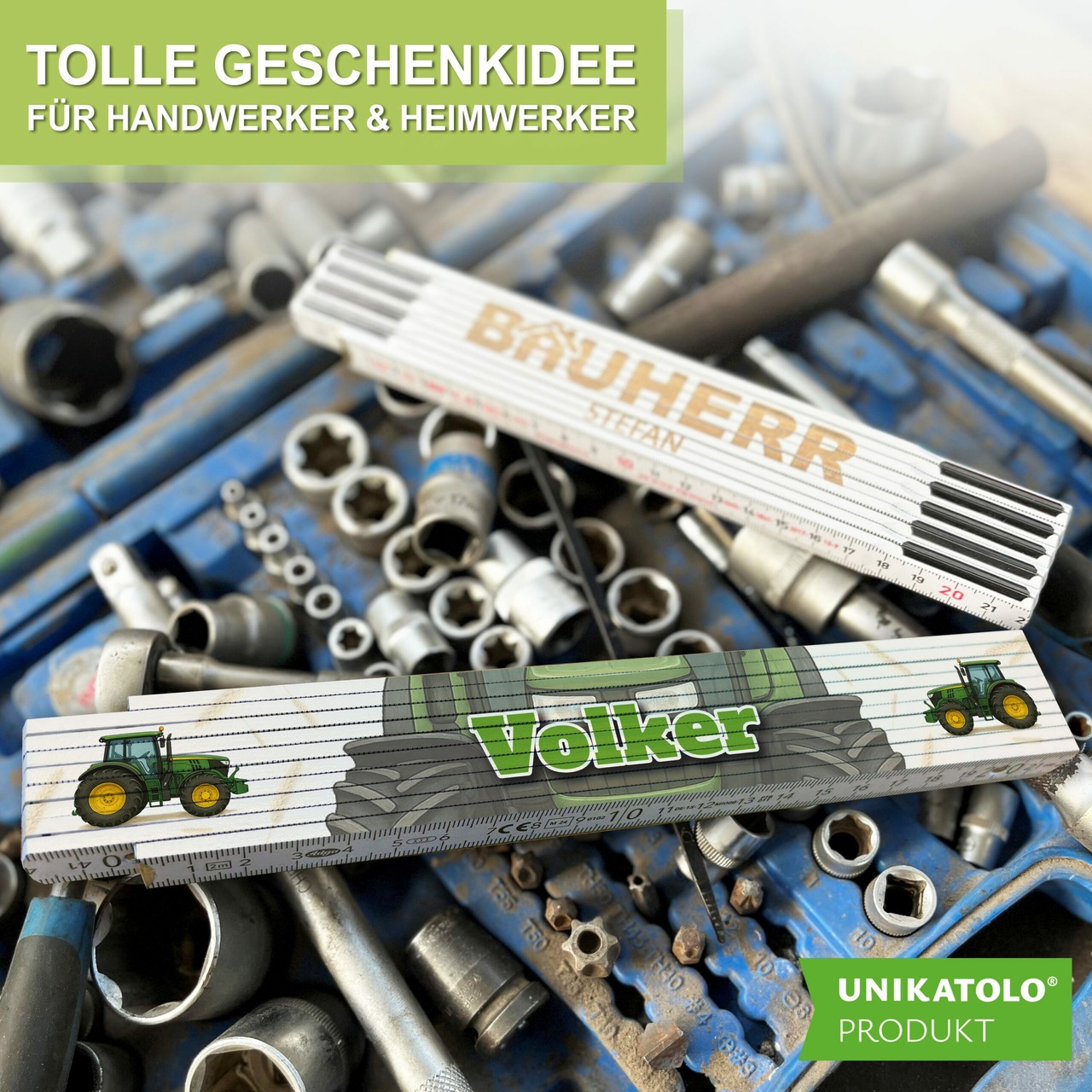 Unikatolo Zollstock Trecker mit Name personalisiert