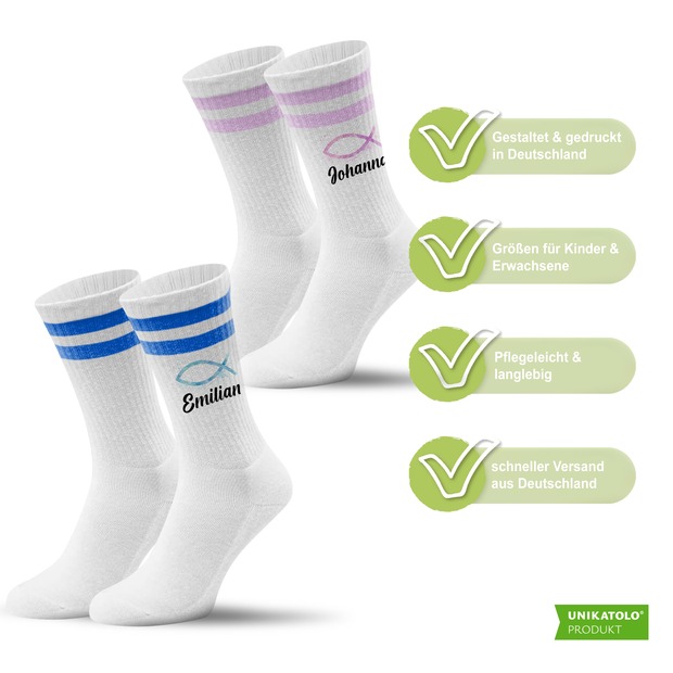 Personalisierte Socken mit Name personalisiert | Konfirmation/ Jugendweihe