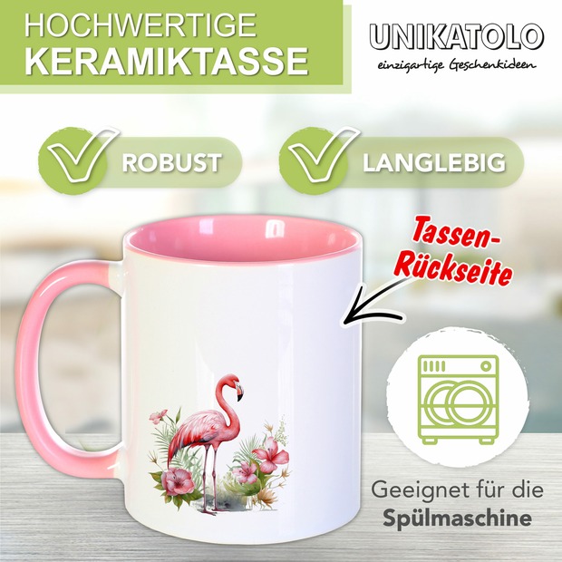 Unikatolo Tasse Schulkind Flamingo mit Name personalisiert
