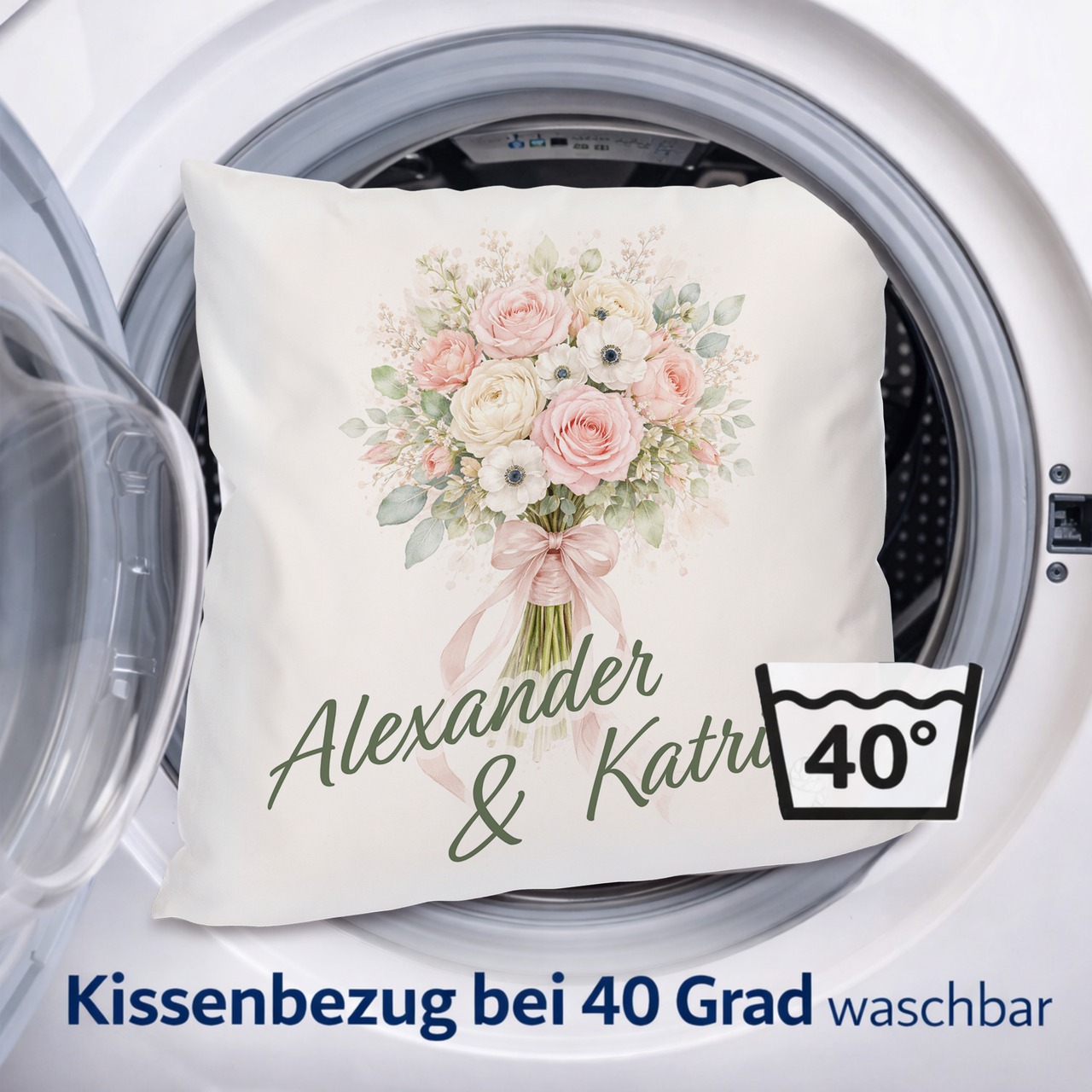 Unikatolo Kissen Motiv Hochzeit 3 mit Namen personalisiert