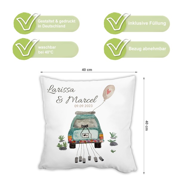 Unikatolo Kissen Motiv Hochzeit mit Namen personalisiert