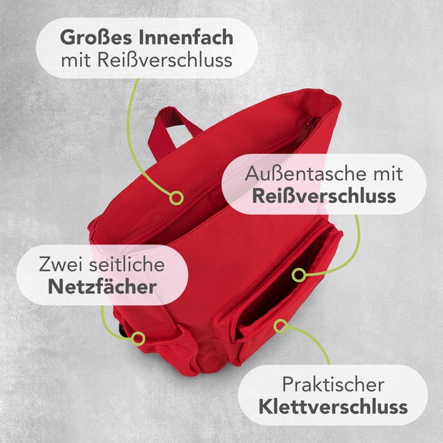 Unikatolo Kindergartenrucksack Traktor mit Name | rot