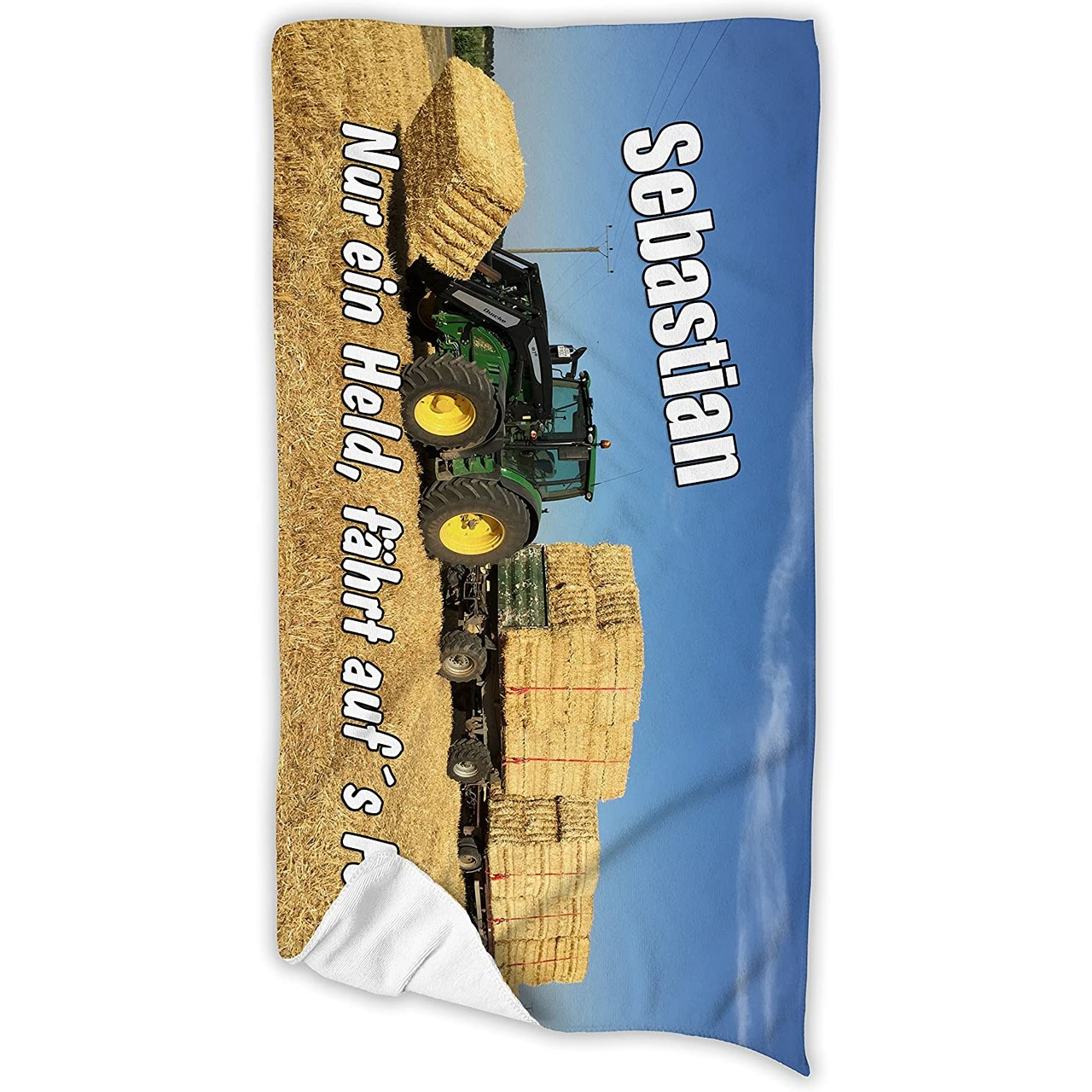 Unikatolo Badetuch Motiv Traktor mit Name personalisiert