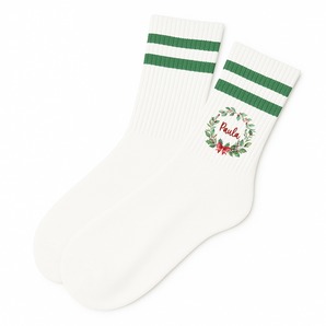 Weihnachtssocken Weihnachtskranz mit Name