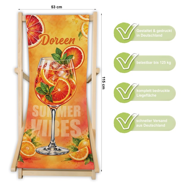 Unikatolo Liegestuhl SOMMER SPRITZ mit Name personalisiert