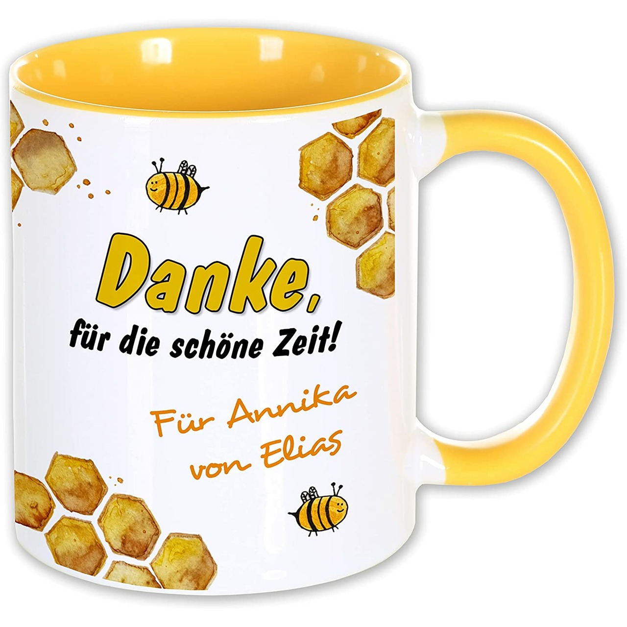 Unikatolo Tasse mit Name personalisiert Motiv Biene KiTa-Abschied