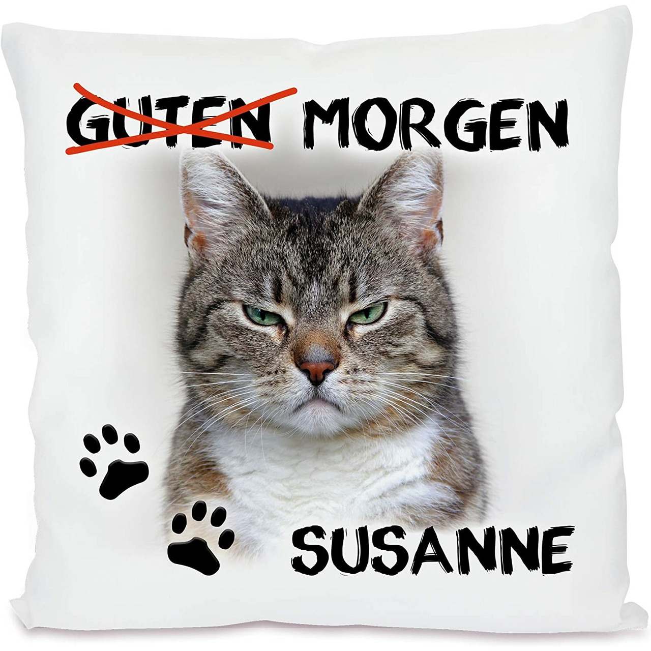 Unikatolo Kissen Motiv Miezepeter mit Name personalisiert