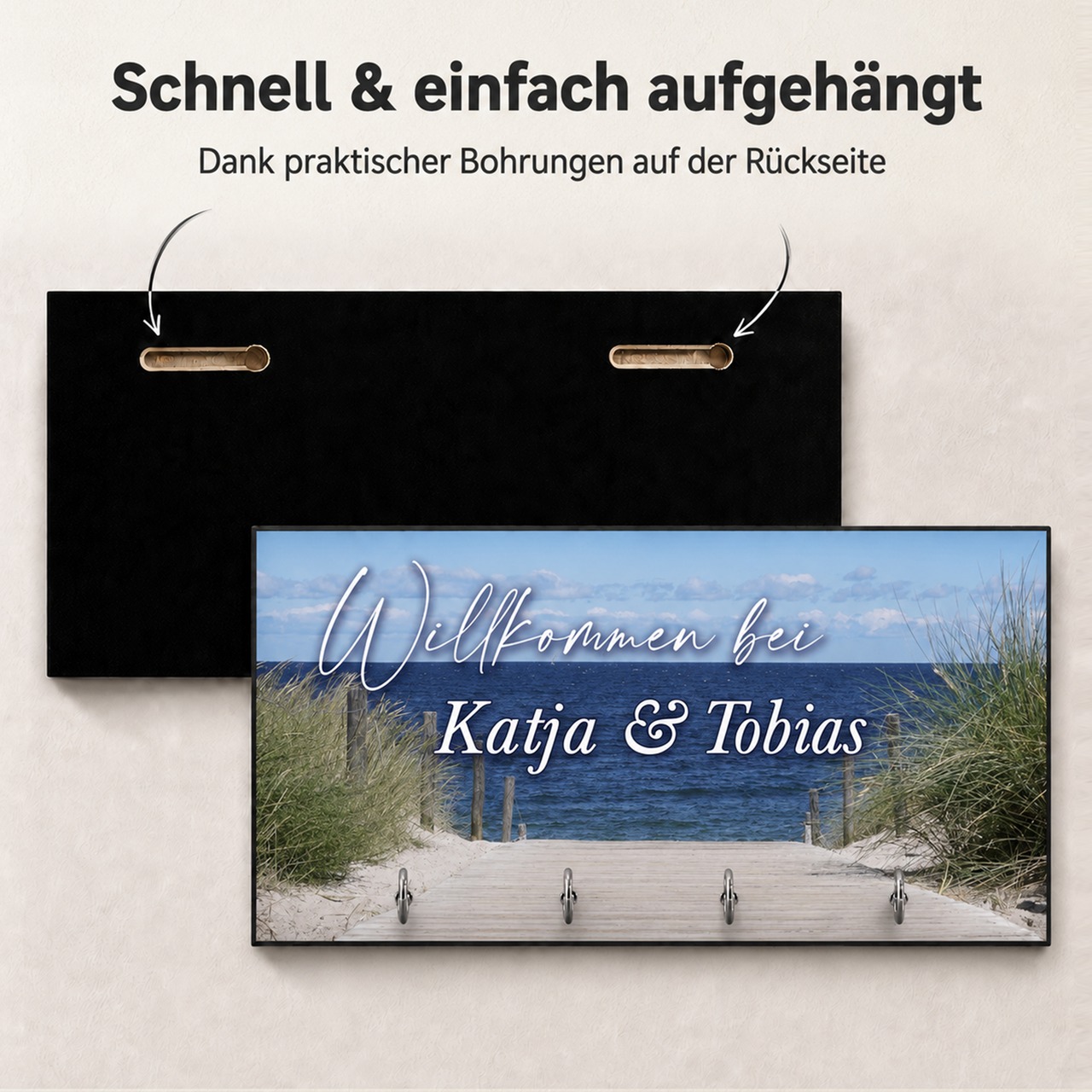 Unikatolo Schlüsselbrett Meer mit Name personalisiert