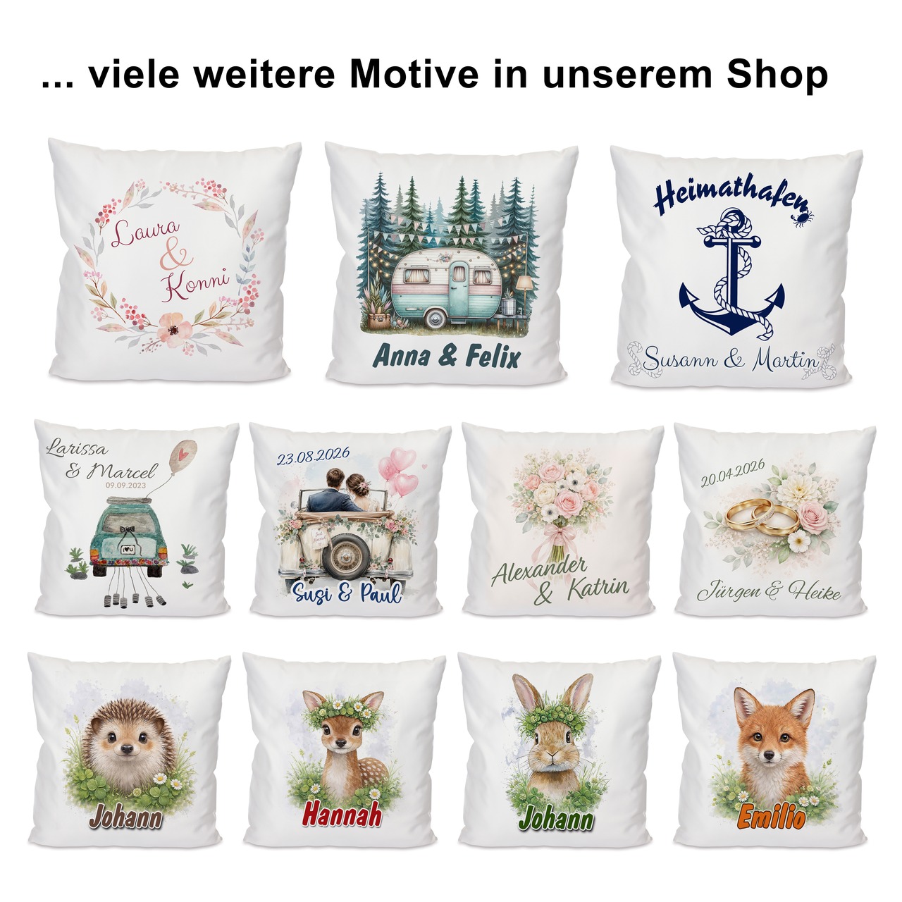 Unikatolo Kissen Motiv Hochzeit 2 mit Namen personalisiert