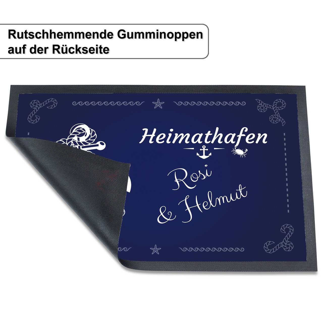 Unikatolo Fußmatte Anker Heimathafen mit Name personalisiert