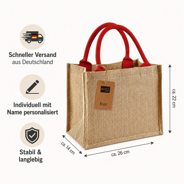 Unikatolo weihnachtliche Jute Tasche mit Name personalisiert