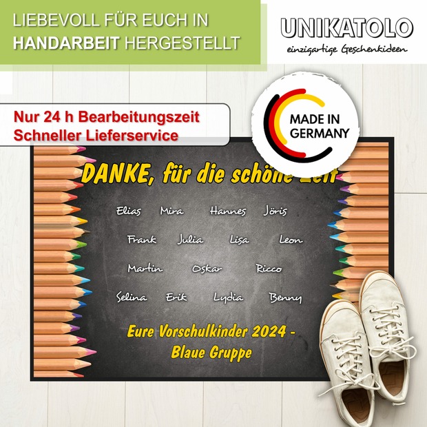 Unikatolo Fußmatte Motiv STIFTE Kita