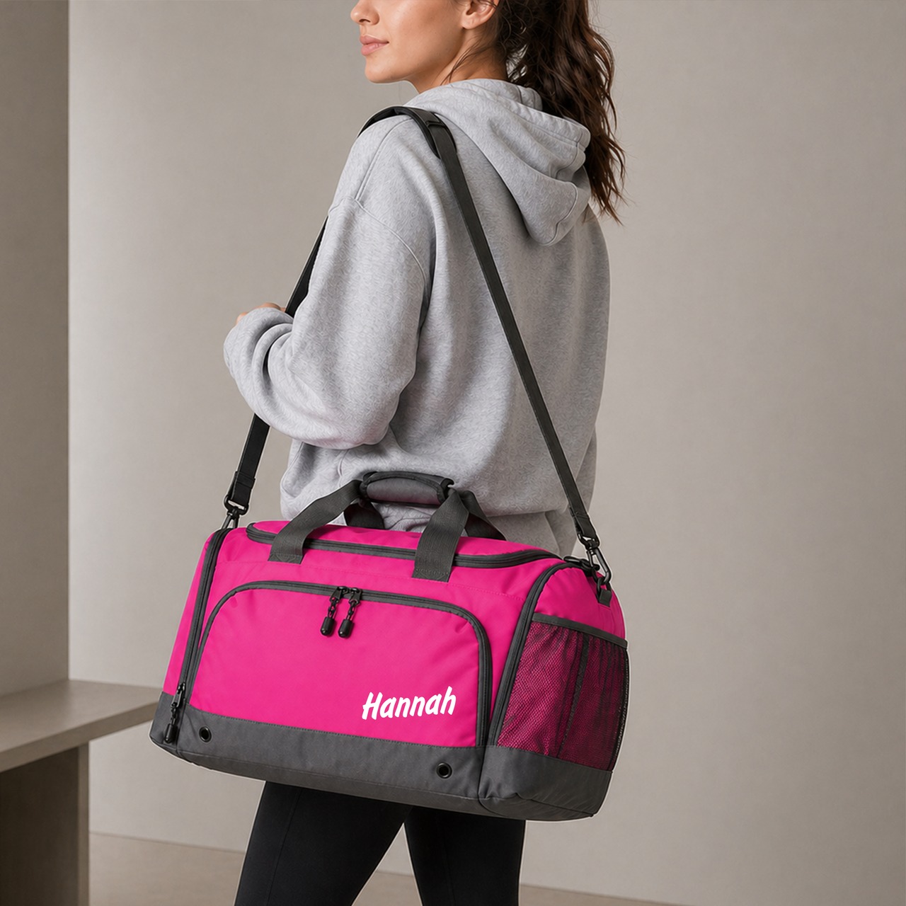 Unikatolo Sporttasche mit Name personalisiert Kinder & Erwachsene | PINK