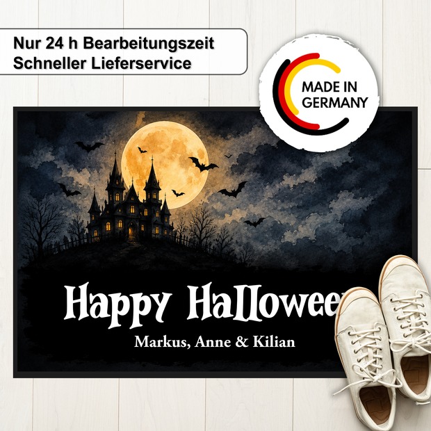 Unikatolo Fußmatte Motiv Halloween 2 mit Name personalisiert