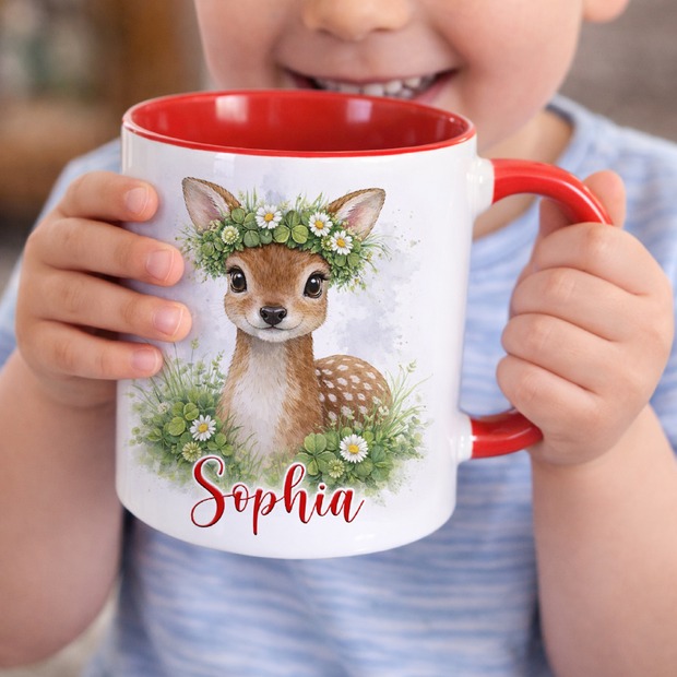 Unikatolo Ostertasse mit Name personalisiert Schaf ROT
