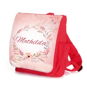 Unikatolo Kindergartenrucksack Blumen mit Name | rot