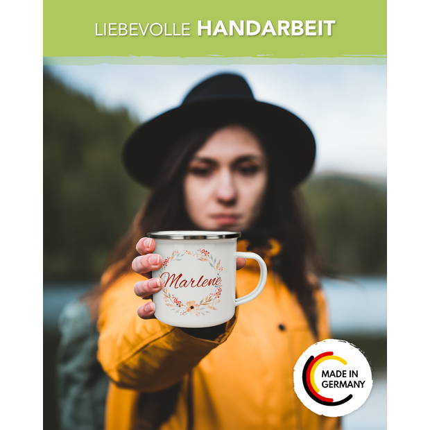 Unikatolo Emailletasse Motiv Blumenranke