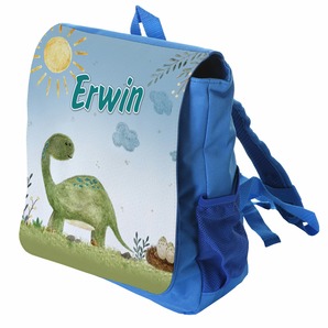 Unikatolo Kindergartenrucksack Dino mit Name | blau