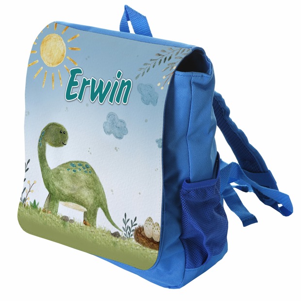 Unikatolo Kindergartenrucksack Dino mit Name | blau