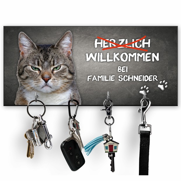 Unikatolo Schlüsselbrett Miezepeter mit Name personalisiert