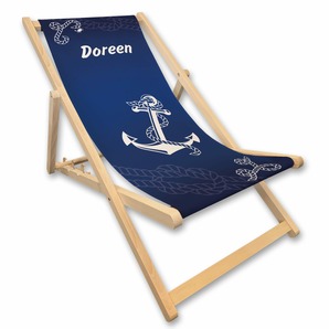 Unikatolo Liegestuhl Anker blau Name personalisiert