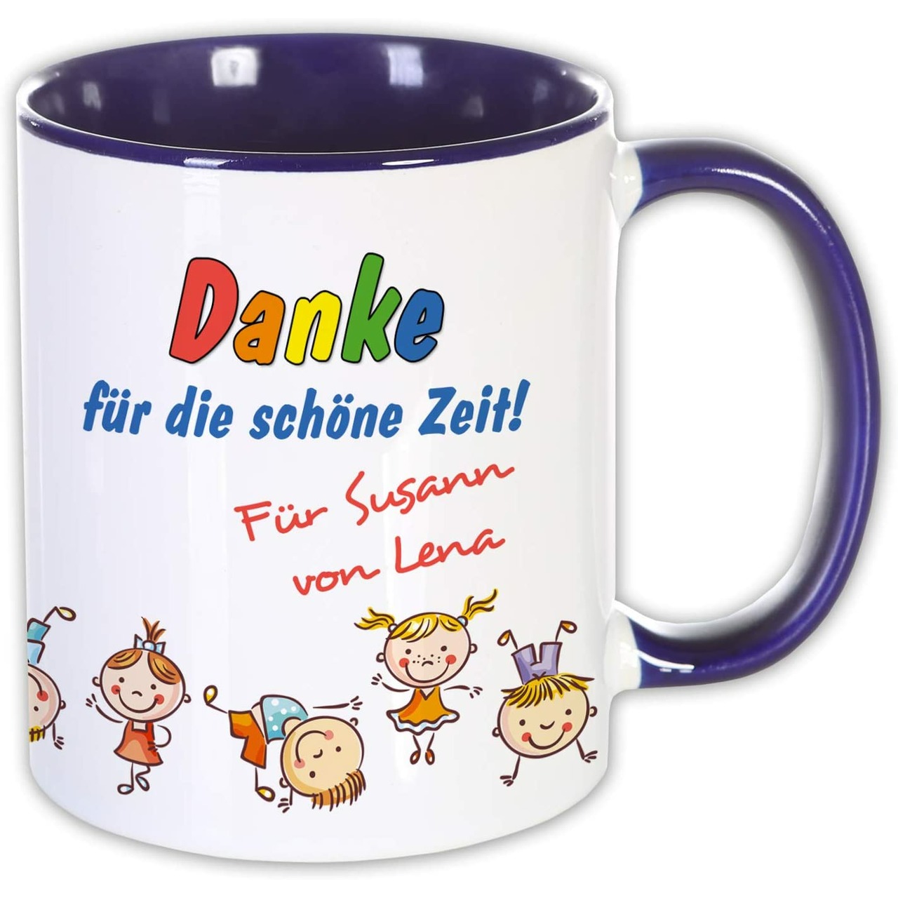 Unikatolo Tasse zum KiTa Abschied mit Namen bedruckt | BLAU