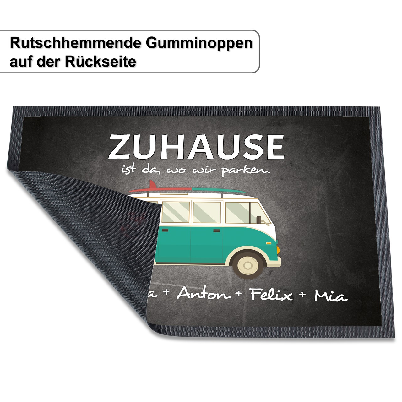 Unikatolo Fußmatte Motiv Bus Van mit Name personalisiert