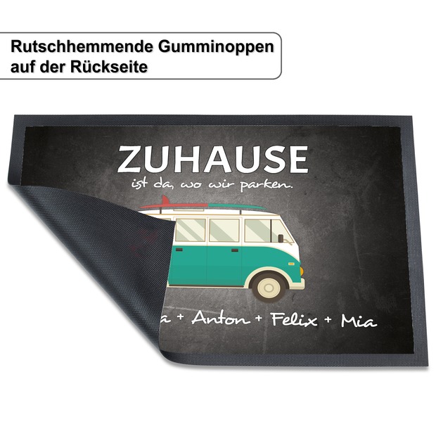 Unikatolo Fußmatte Motiv Bus Van mit Name personalisiert