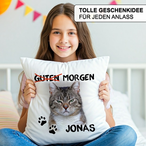 Unikatolo Kissen Motiv Miezepeter mit Name personalisiert